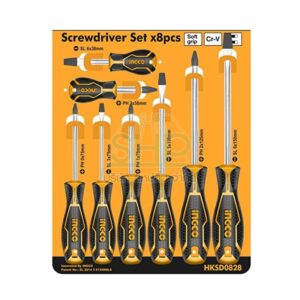 INGCO อิงโก้ ไขควงอเนกประสงค์ ปากแบน + ปากแฉก8ตัวชุด รุ่น HKSD0828